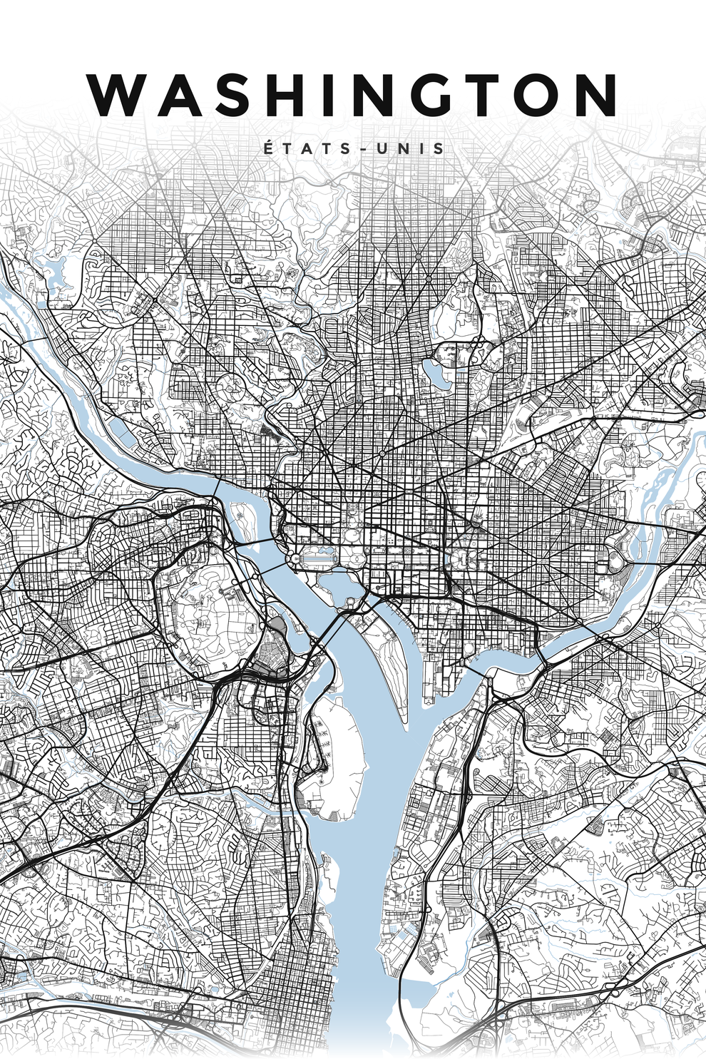 Affiche de Washington, poster plan urbain | Afich