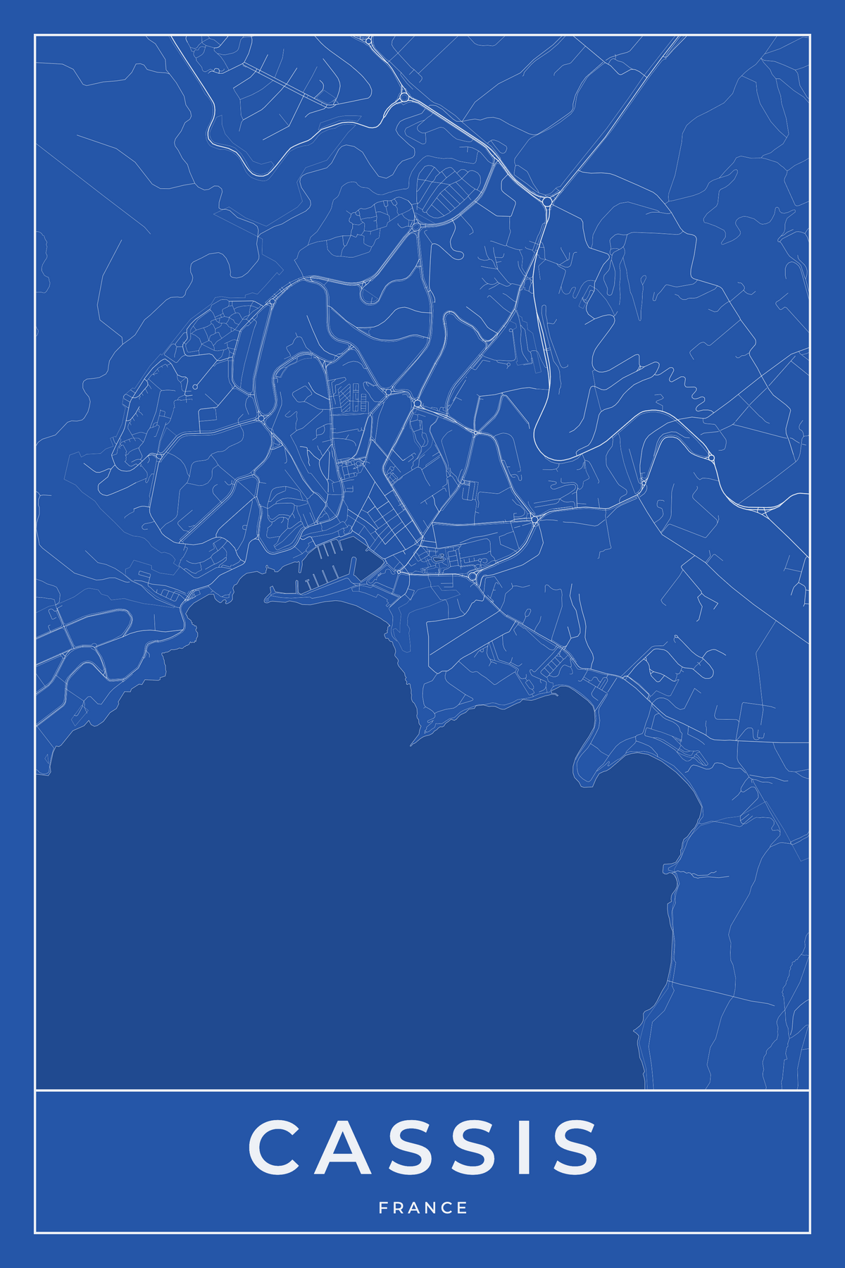 Carte de Cassis bleue - Affiche personnalisée
